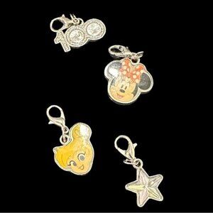 Disney Silver-Tone Clip-On Charms Featuring Minnie Mouse Tinkerbell Star & 100